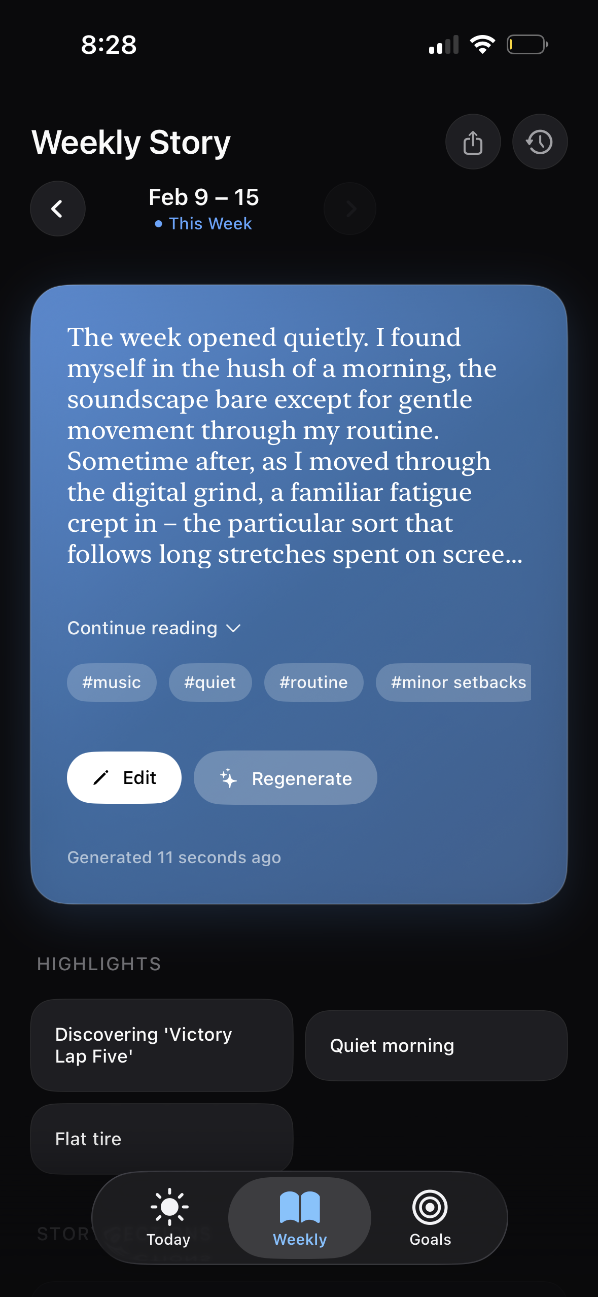 Weekly Story — A narrative, written for you